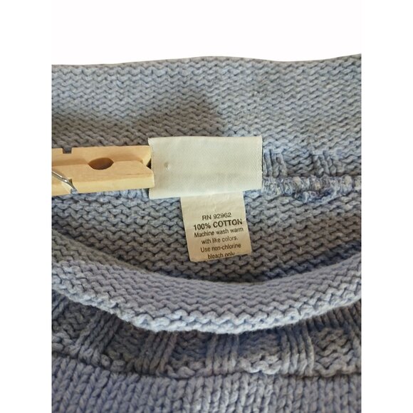 Basic Editions Vintage Light Blue Knit Pullover Sweater Snowflake Pattern Size L - Picture 11 of 15